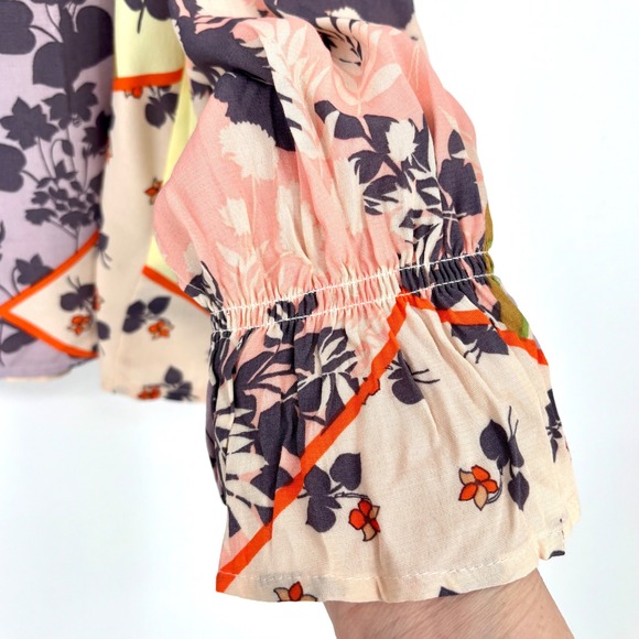 NWT Sanctuary Fade Into You Floral Blouse Sz M Patchwork Long Sleeve Multicolor - Picture 6 of 12